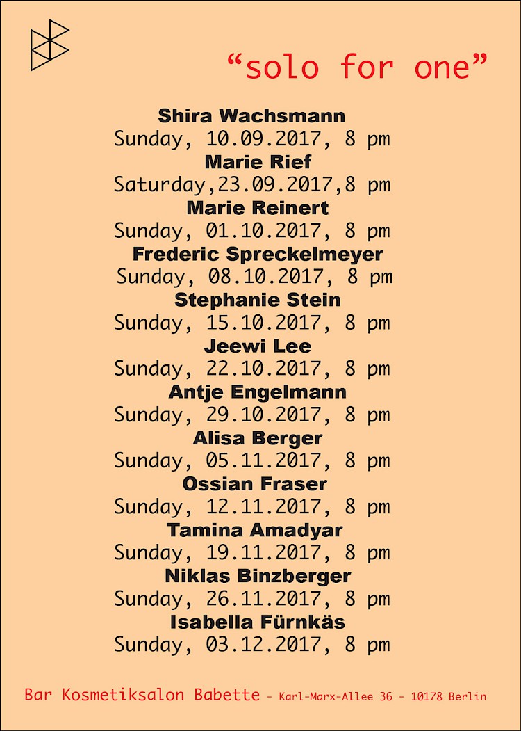 "Solo for one 2017".